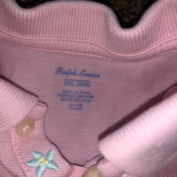 Baby girl pink polo romper. - Picture 4 of 6